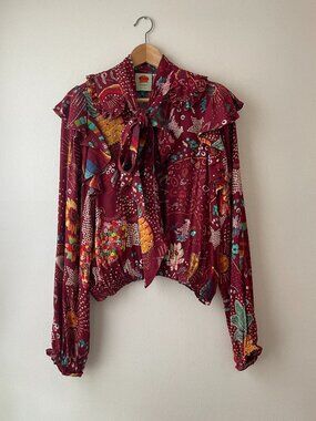 Farm Rio Tie Neck Blouse